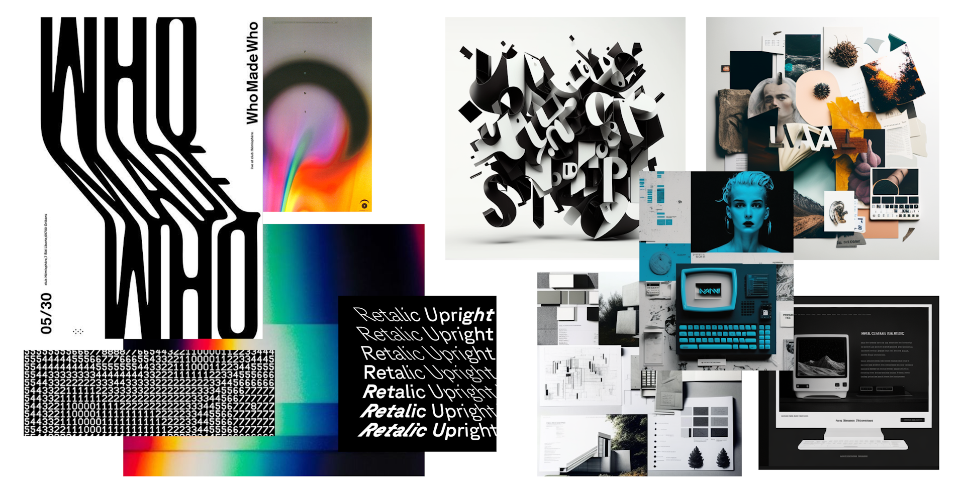 Mood boards on a white background